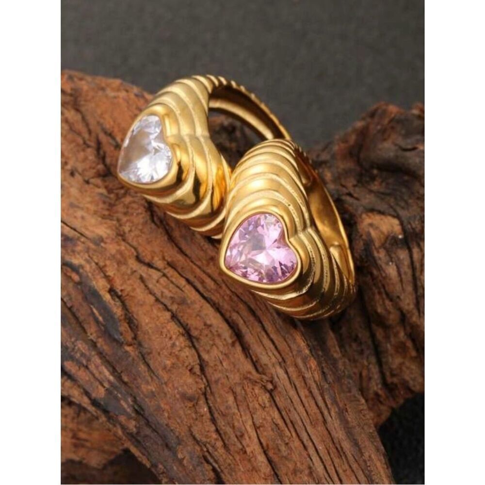 Gold pink Heart Ring A1937